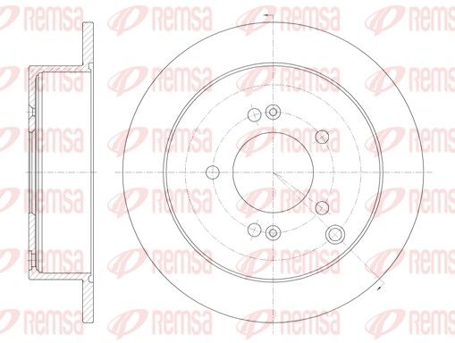 Гальмівний диск, задня вісь, повн., 284мм, кількість отворів 5, HYUNDAI SANTA FE TUCSON 01 - задн., Remsa 6756.00