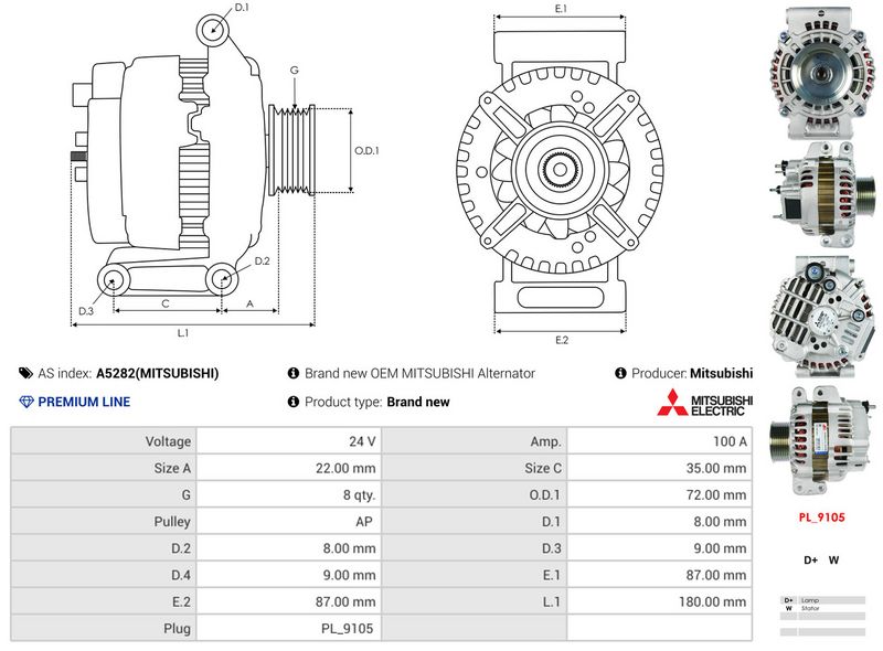 AS-PL A5282(MITSUBISHI) Alternator