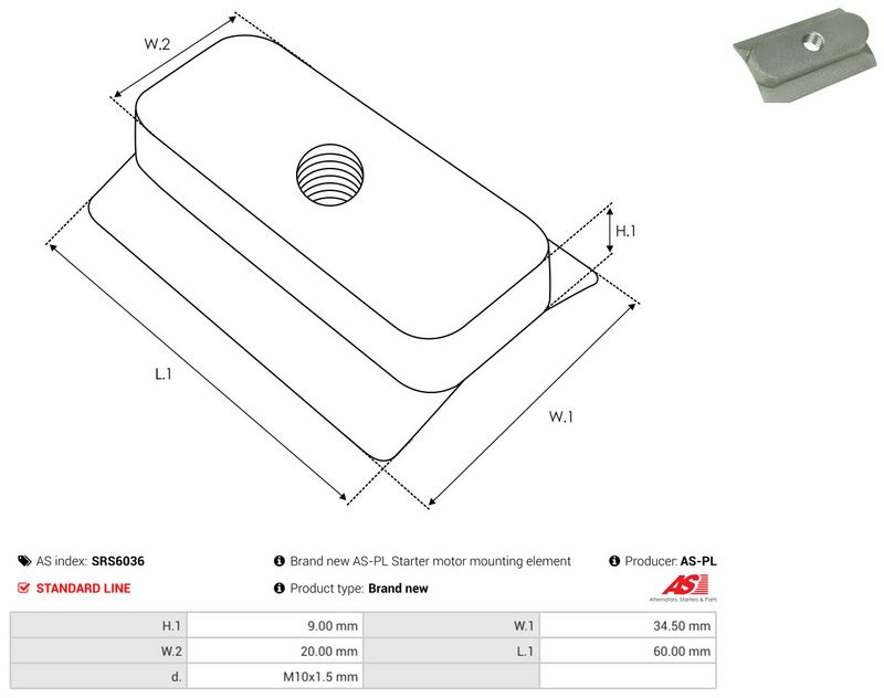 AS-PL SRS6036 Repair Kit, starter