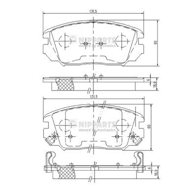 Комплект гальмівних накладок, дискове гальмо, Nipparts N3600543