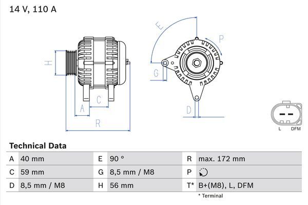 Генератор, Bosch 0986045330