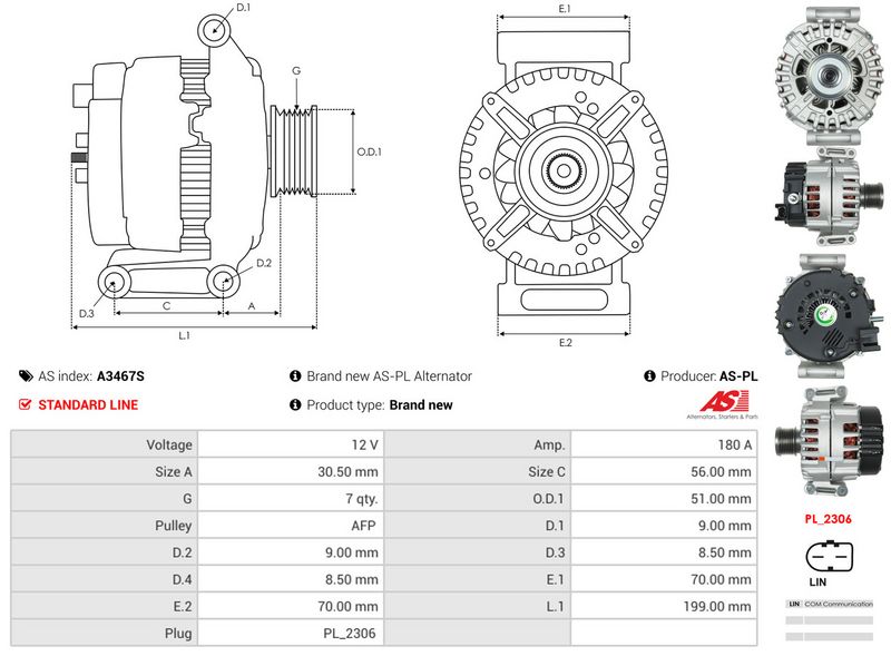 AS-PL A3467S Alternator