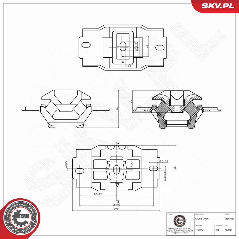 ESEN SKV 75SKV062 Mounting, engine