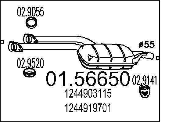 Проміжний глушник, Mts 01.56650