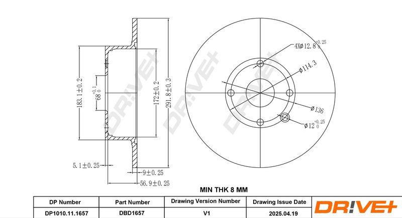 Disc frana DP1010.11.1657 Dr!ve+