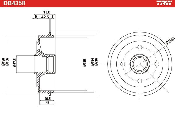 TRW DB4358 Brake Drum
