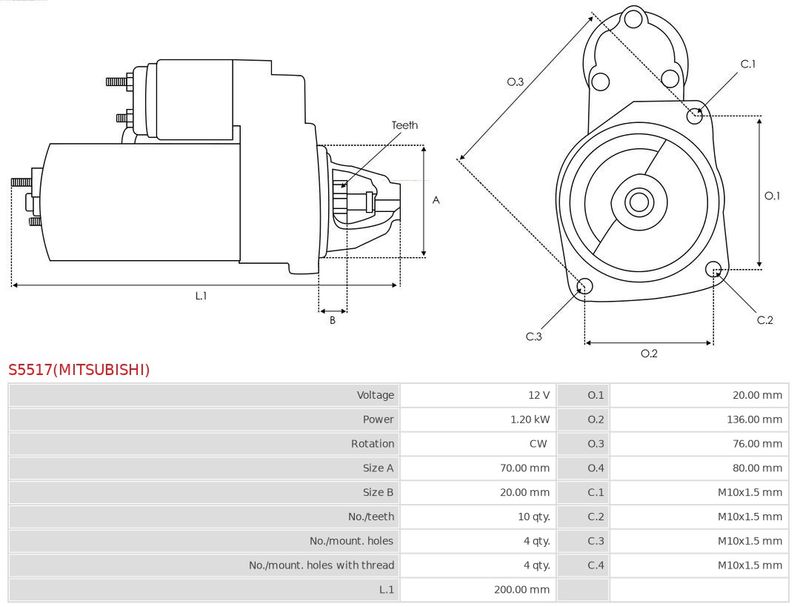 AS-PL S5517(MITSUBISHI) Starter