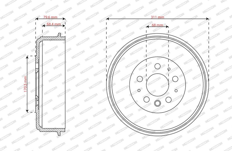 Tambur frana FDR329830 FERODO