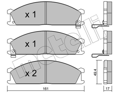 Комплект гальмівних накладок, дискове гальмо, Metelli 22-0107-1