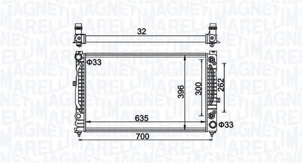 MAGNETI MARELLI радиатор двигателя AUDI A4/A4 AVANT 8D2, 8D5, B5 2,4 2,6 2,8 2,5TDI A6/A6 AVANT 4A, 4B, C4, C5 2,4 2,7T