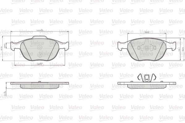 Комплект гальмівних накладок, дискове гальмо, Valeo 872440