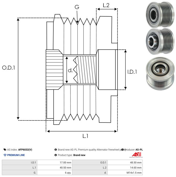 AS-PL AFP6032(V) Alternator Freewheel Clutch