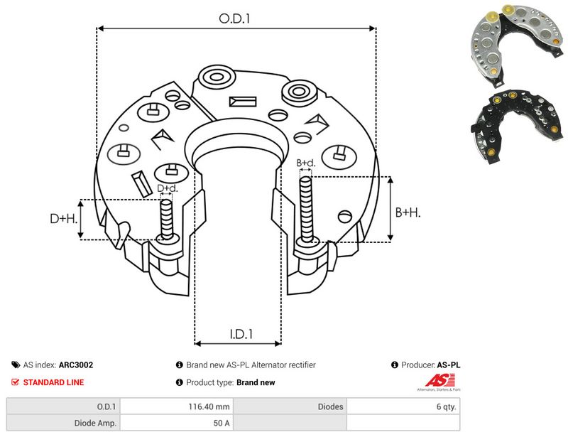 AS-PL ARC3002 Rectifier, alternator
