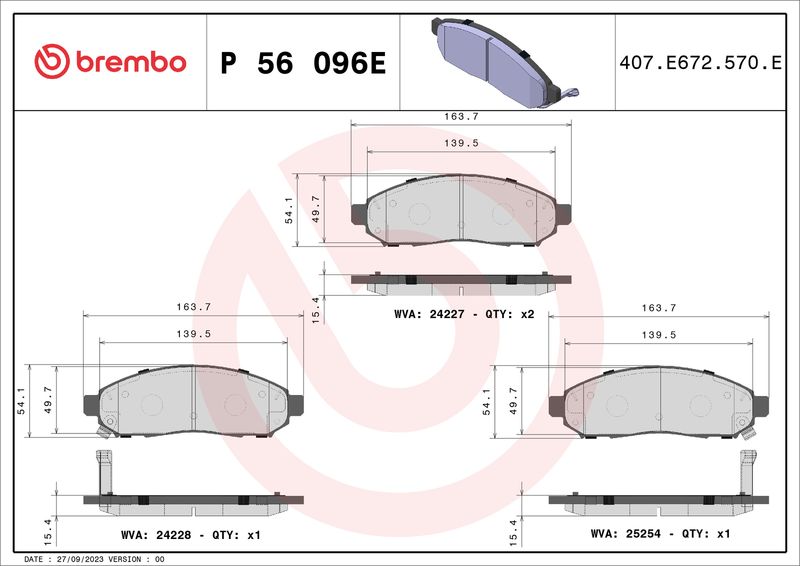 BREMBO Remblokkenset, schijfrem P 56 096E