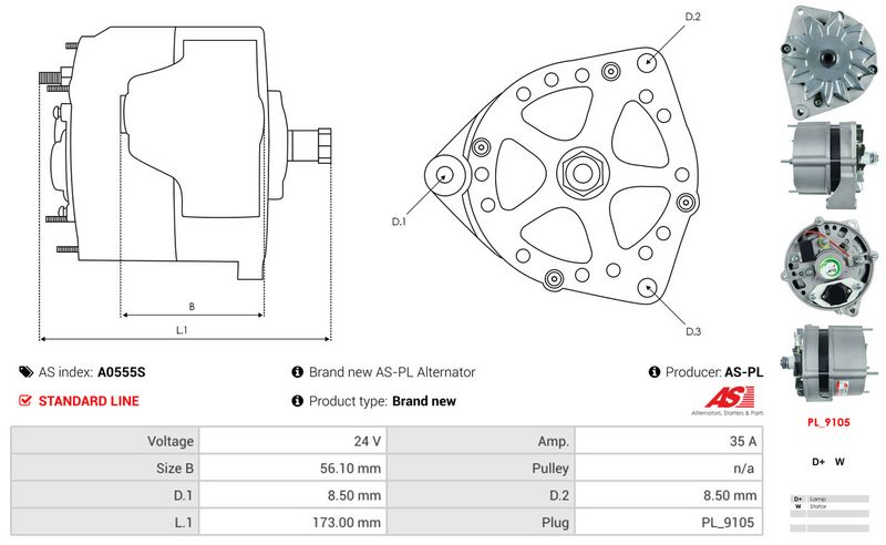 AS-PL A0555S Alternator