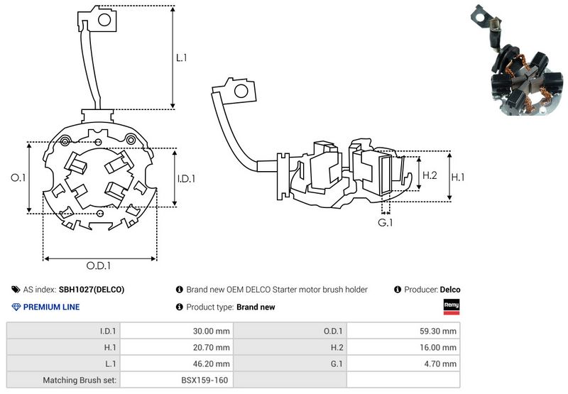 AS-PL SBH1027(DELCO) Holder, carbon brushes