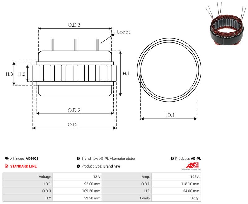 Staator, generaator, AS-PL AS4008