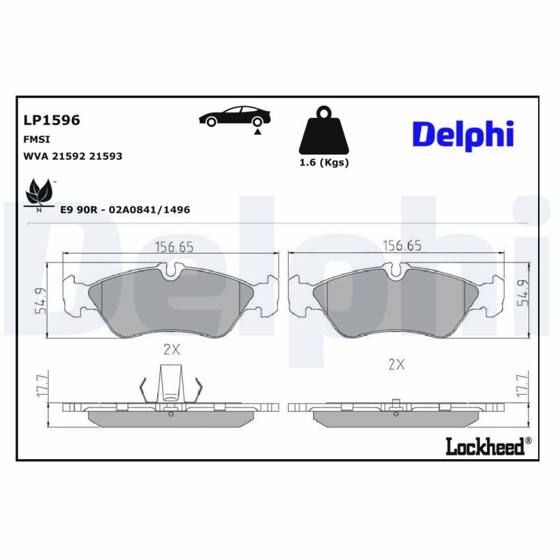 Piduriklotsi komplekt, ketaspidur, DELPHI LP1596
