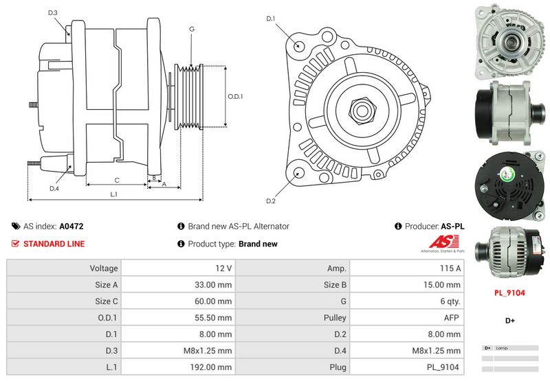 AS-PL A0472 Alternator