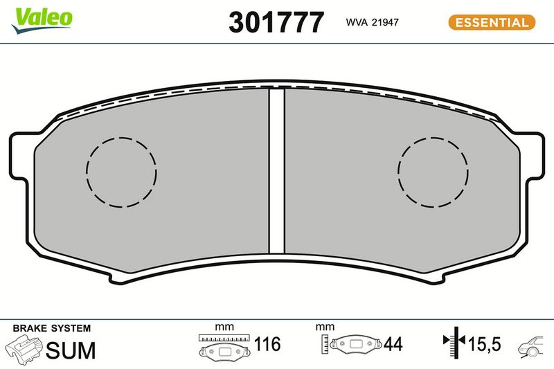 VALEO 301777 - Brake Pad Set, disc brake