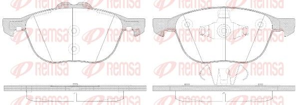 Комплект гальмівних накладок, дискове гальмо, Remsa 1082.50