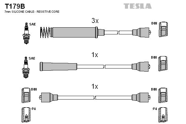 Комплект проводів високої напруги, Opel Omega A 1.8-2.0i, Tesla T179B