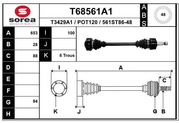 EAI hajtótengely T68561A1