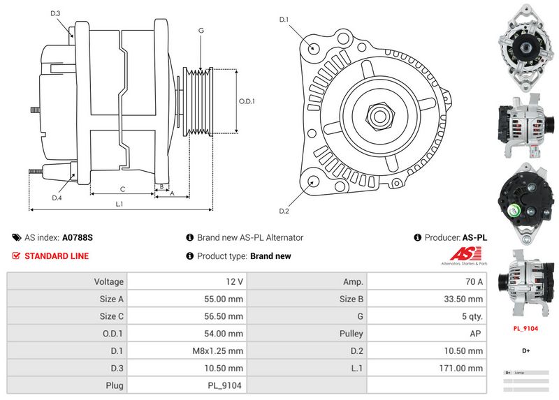 AS-PL A0788S Alternator