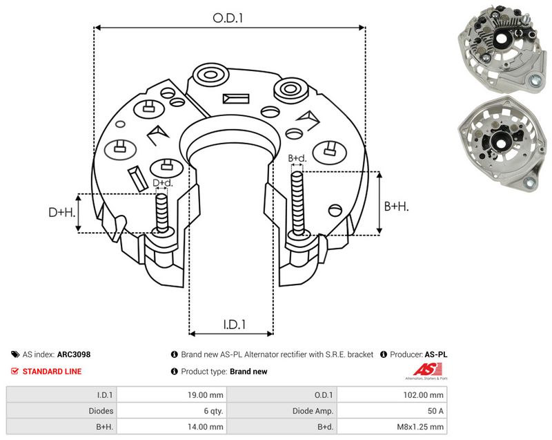 AS-PL ARC3098 Rectifier, alternator