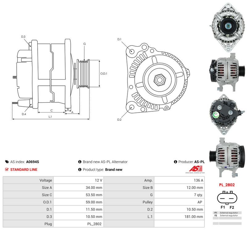 Generaator, AS-PL A0694S