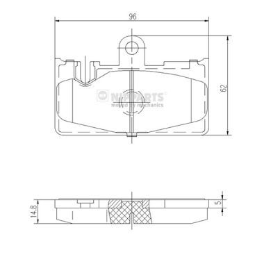 Комплект гальмівних накладок, дискове гальмо, Nipparts J3612029