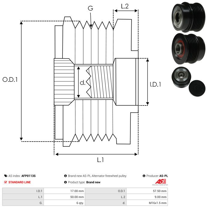 AS-PL AFP0113S Alternator Freewheel Clutch