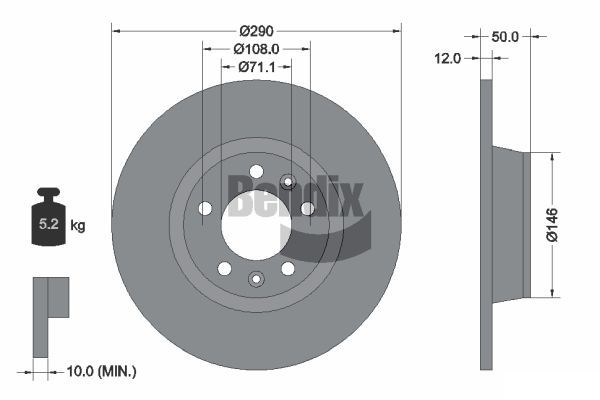 BENDIX Braking féktárcsa BDS2121