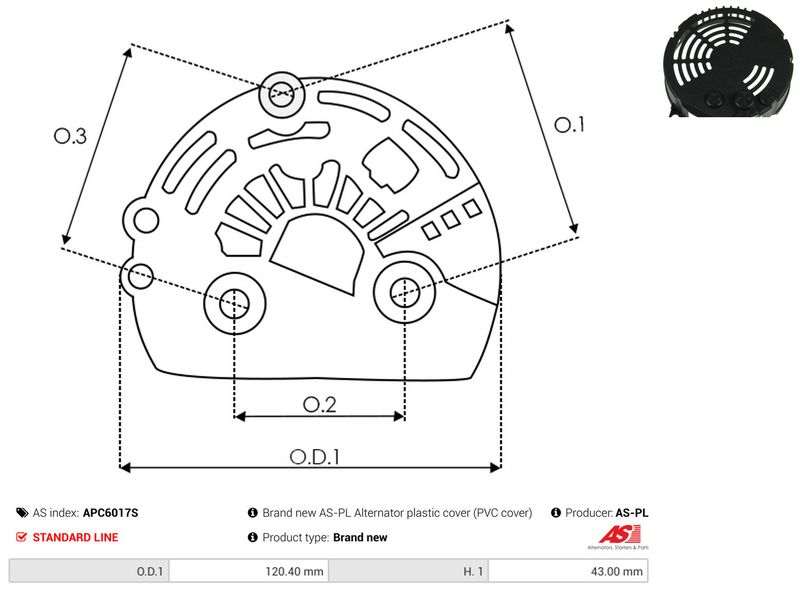 Kaitsekate, generaator, AS-PL APC6017S