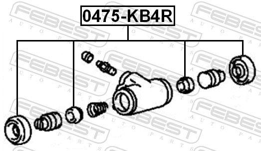 Ремонтний комплект, гальмівний циліндр, Febest 0475-KB4R