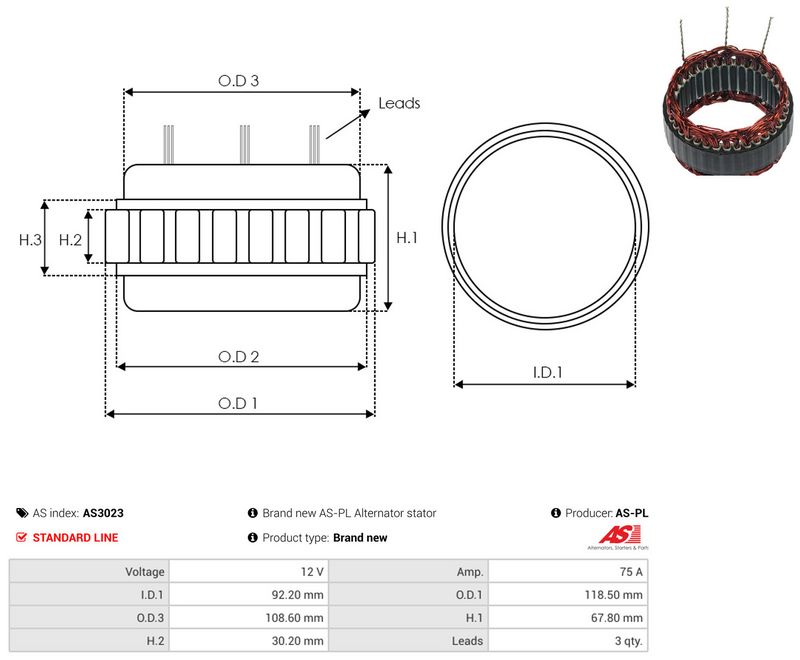 Staator, generaator, AS-PL AS3023