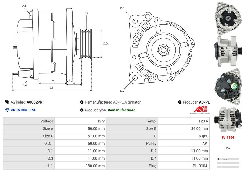 AS-PL A0052PR Alternator