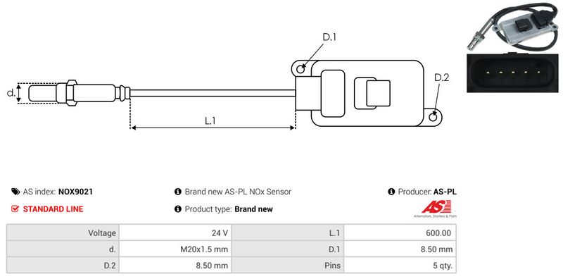AS-PL NOX9021 NOx Sensor, urea injection