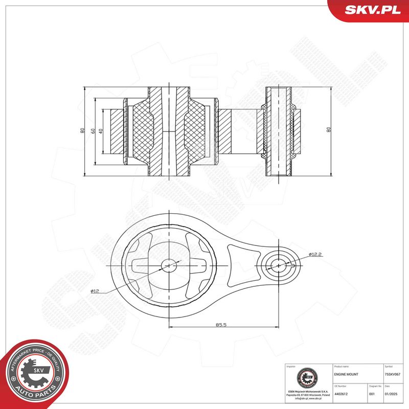 Paigutus, Mootor, ESEN SKV 75SKV067