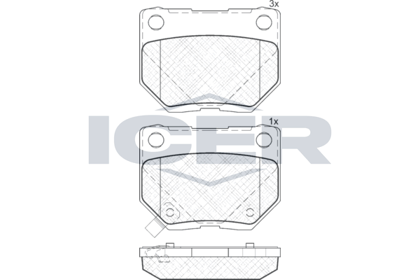 Комплект гальмівних накладок, дискове гальмо, Icer 181749