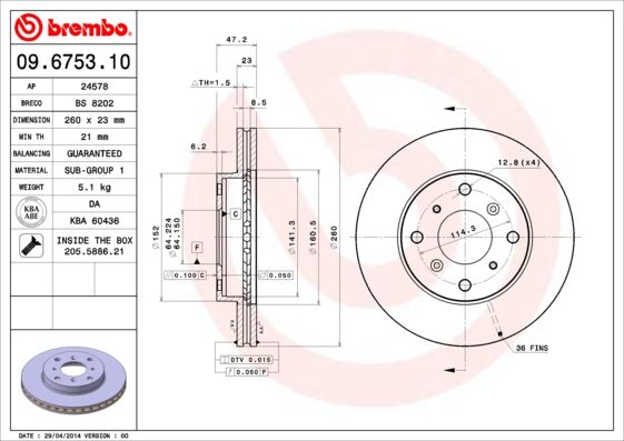 BREMBO féktárcsa 09.6753.10