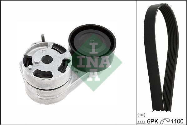 INA 529 0576 10 Комплект ремінця генератора Audi A4/A5/A6 1.8/2.0 TFSI 08-18, (6PK1100)