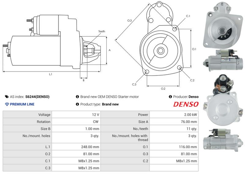 AS-PL S6244(DENSO) Starter