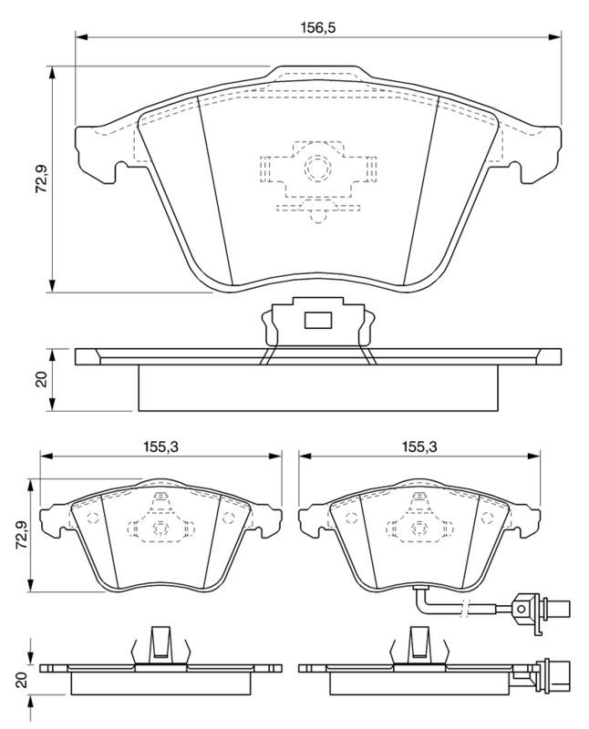 Piduriklotsi komplekt, ketaspidur, BOSCH 0 986 494 103