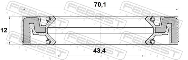 Võlli rõngastihend, veovõll, FEBEST 95QAS-45701212X