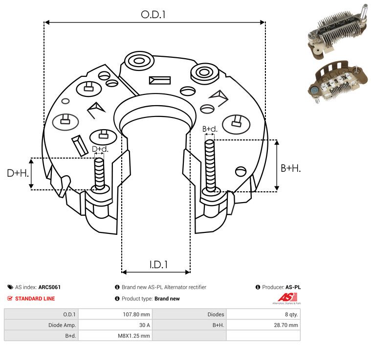 AS-PL ARC5061 Rectifier, alternator