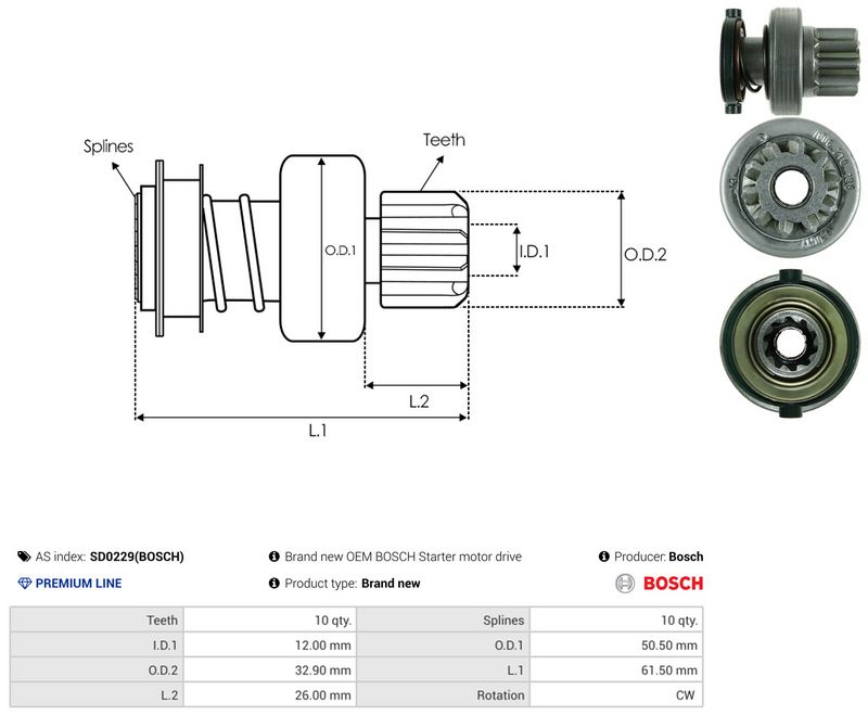 AS-PL SD0229(BOSCH) Freewheel Gear, starter