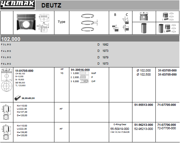 YENMAK Piston 31-03705-000