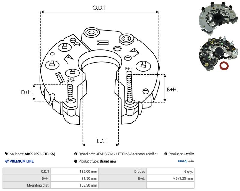 AS-PL ARC9069(LETRIKA) Rectifier, alternator