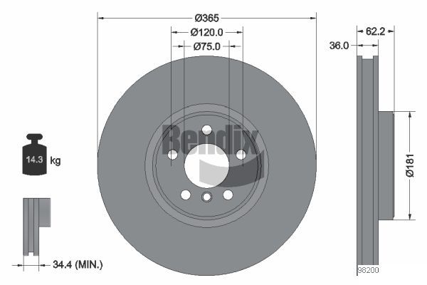 BENDIX Braking féktárcsa BDS1832HC